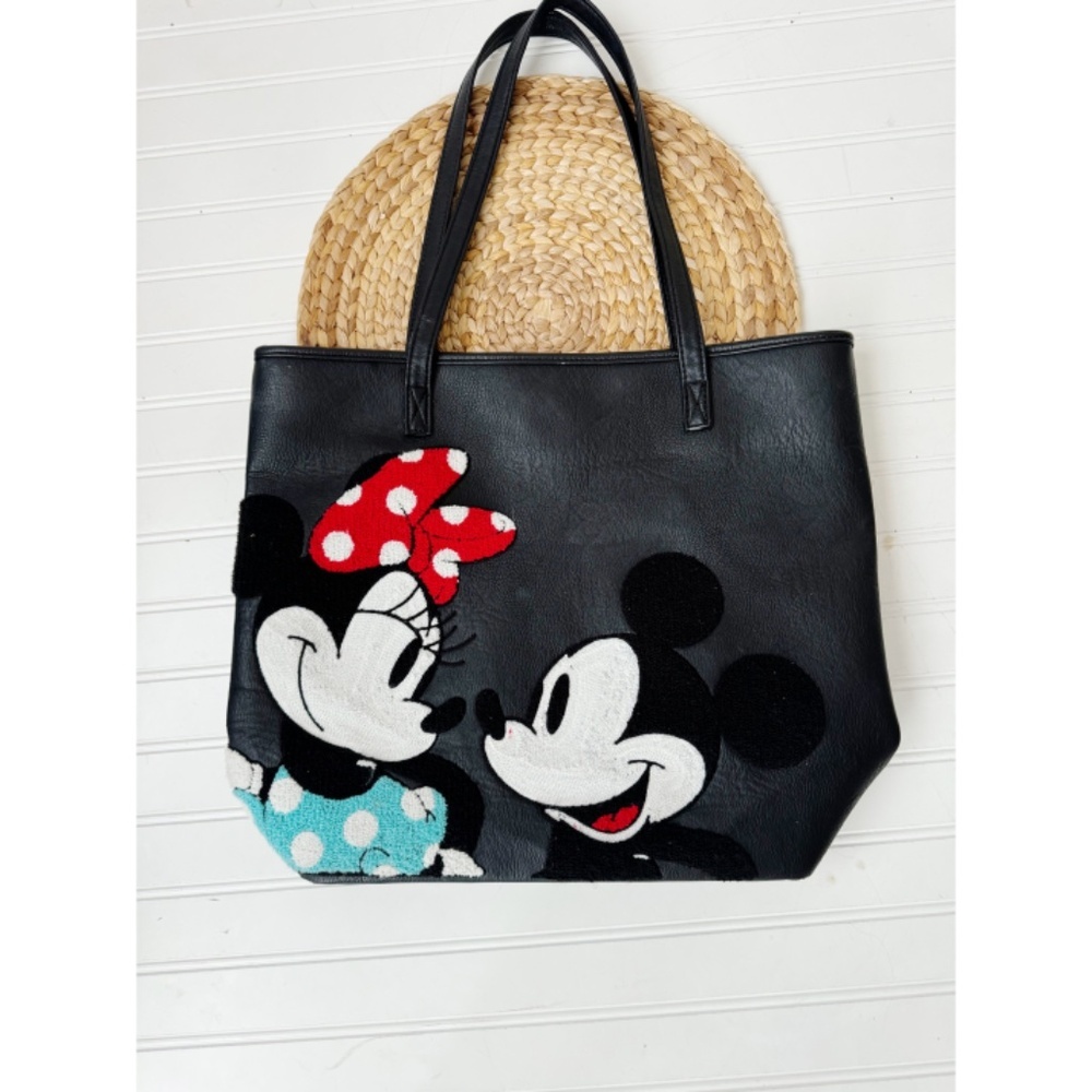 LOUNGEFLY x Disney Mickey Mouse and Minnie Mouse Tote Black Red - Picture 2 of 6